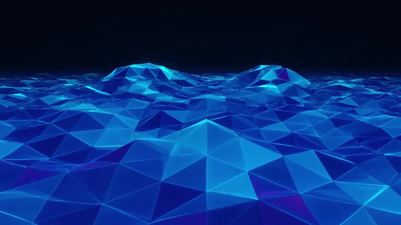 Superficie Geometrica Astratta Blu a Bassa Poligonale che si Muove a Onde