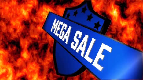 Animation-of-mega-sale-text-over-flame-on-black-background