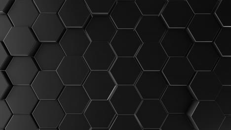 fondo de geometría hexagonal abstracta. representación 3d de primitivas simples con seis ángulos en el frente. iluminación oscura. secuencia en bucle