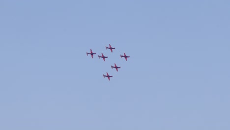 aerial display of aircrafts in synchronized formation