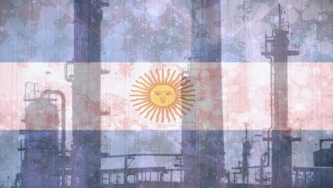 animation of flag of argentina over factory
