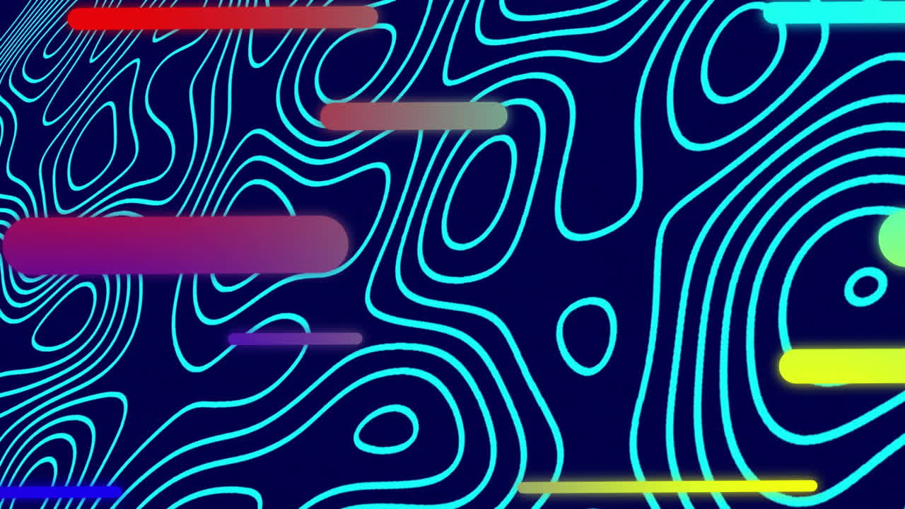Animation of glowing neon lights moving over pattern background