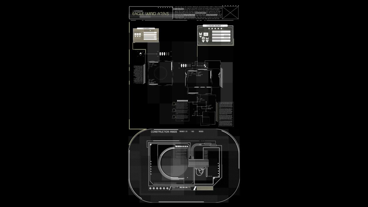 Abstract Futuristic HUD Interface with Data Processing Animation
