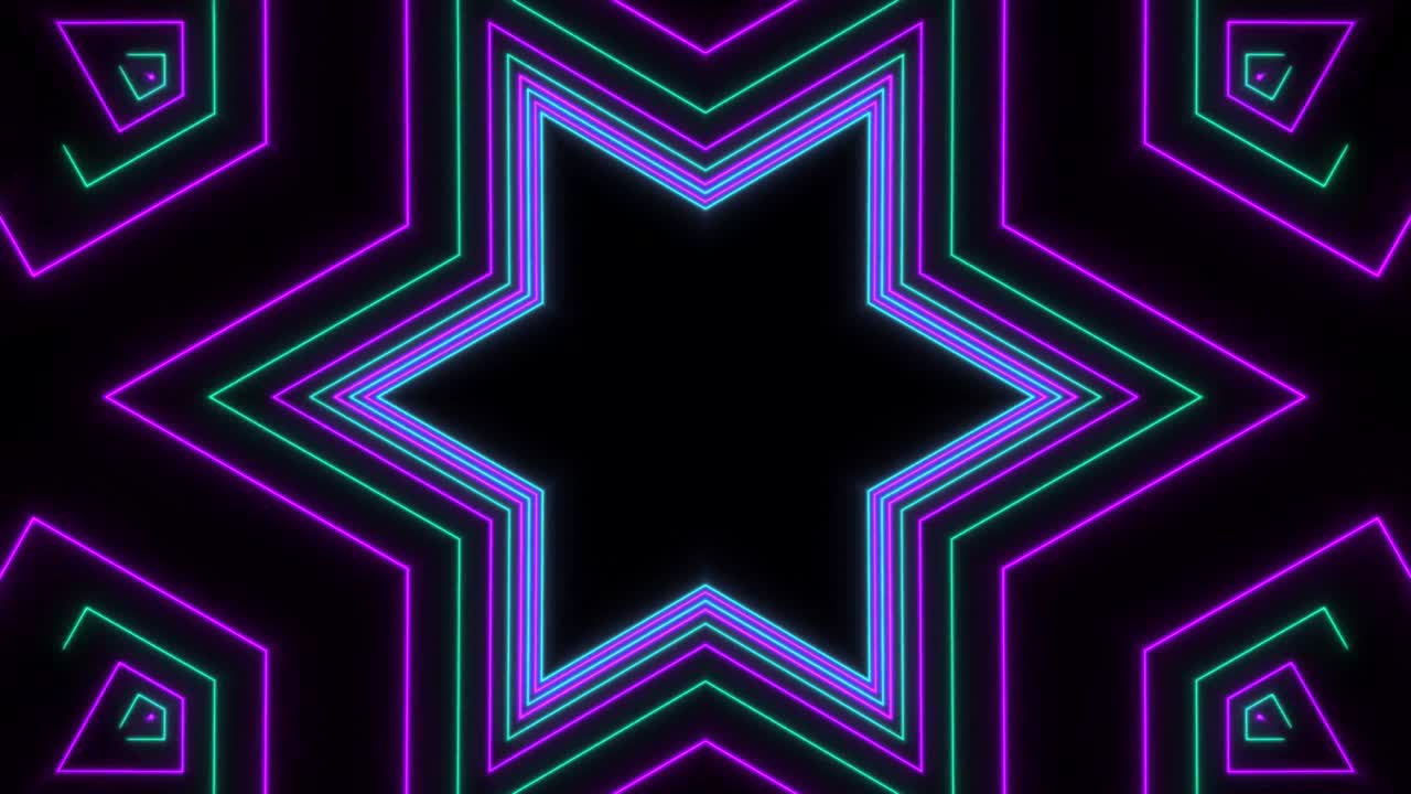 Abstract style 80s Sci-Fi light neon frame on black background. laser show looped animation . 4K video
