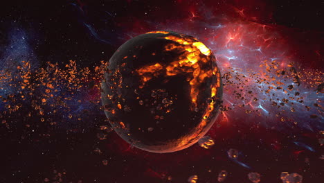 exploding planet in space
