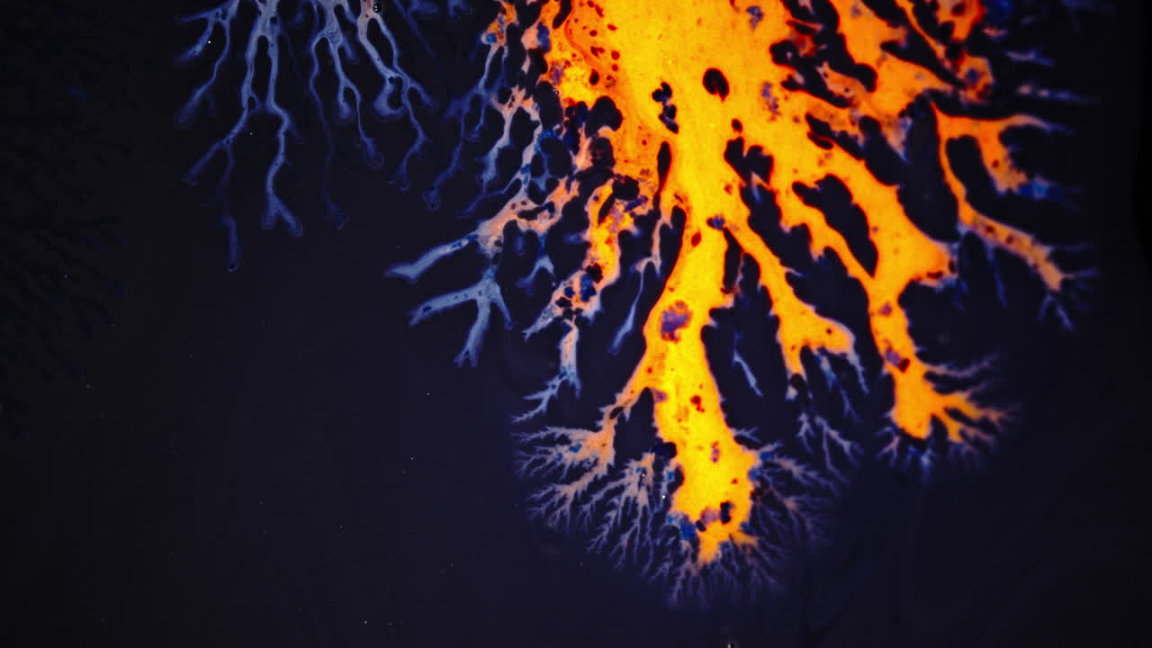 Ink swirling in water, colorful organic patterns formed by ink droplets