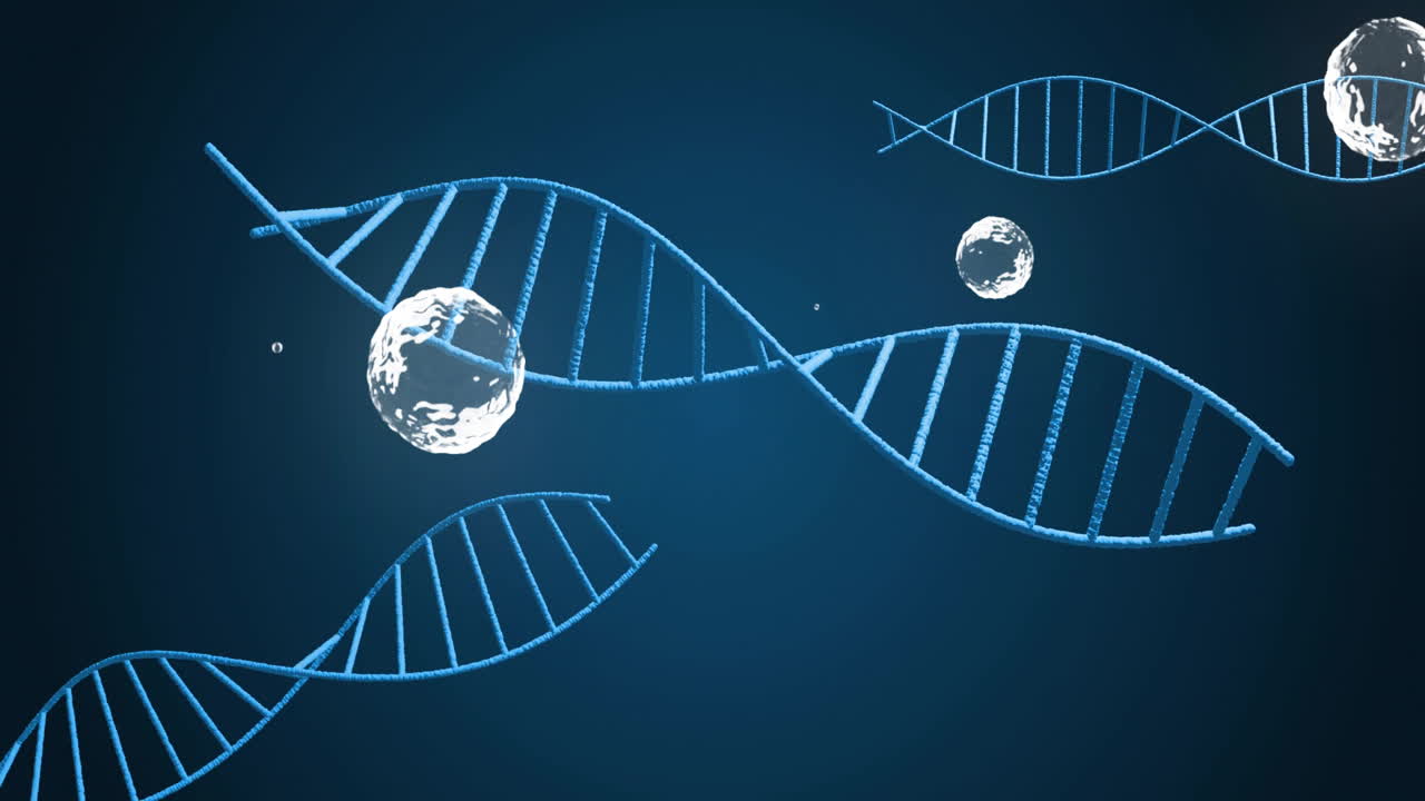 움직이는  거품 위에 dna 가닥의 애니메이션