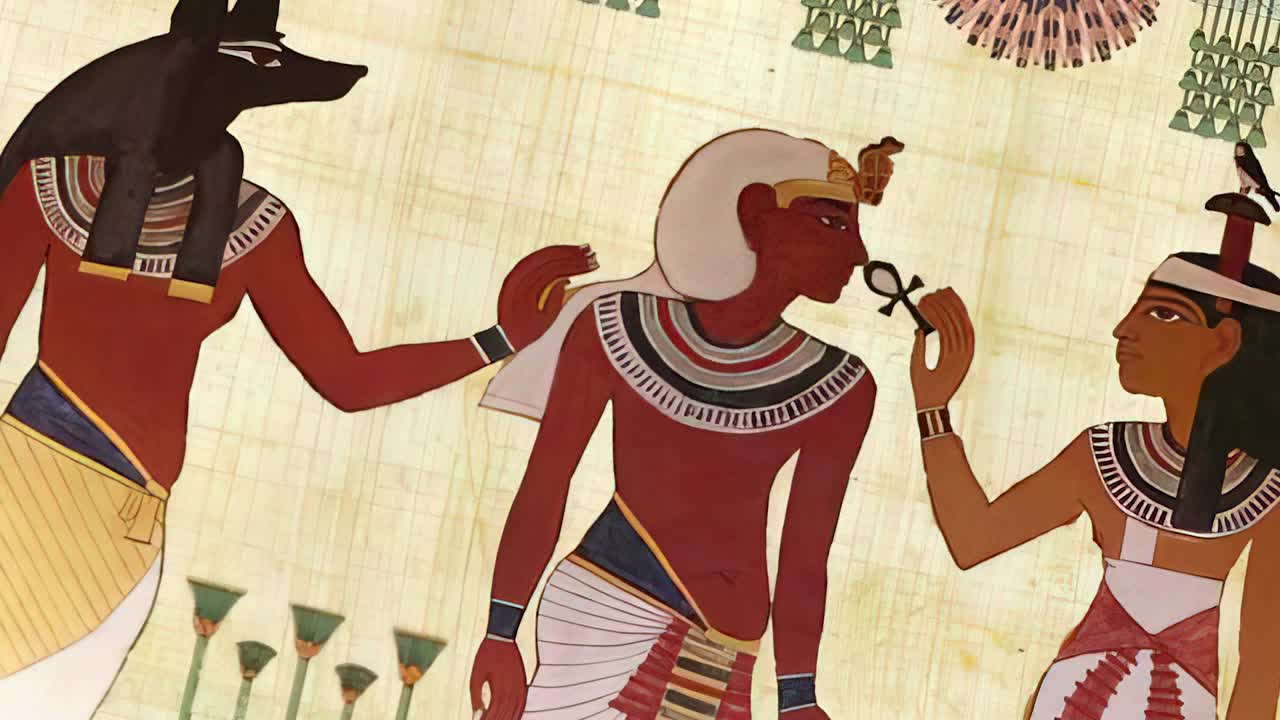 Ancient Egyptian Wall Paintings in the Temple