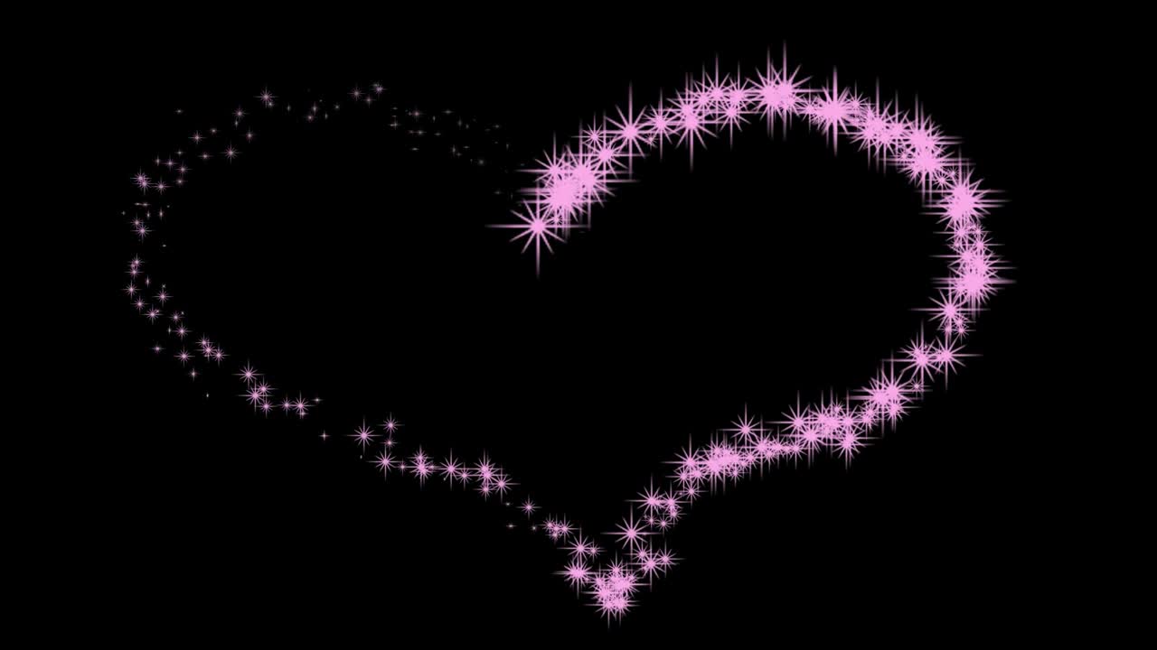 밤의 배경과 함께 심장 모양의 반이는 별