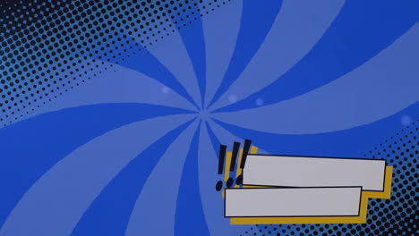 animation of bars, exclamation symbols over sunbeams against blue background