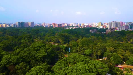 Large-Urban-Ramna-Park-Aerial-in-Asian-Megacity-of-Dhaka,-Bangladesh