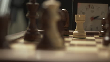 close up shot of wood chessboard during game