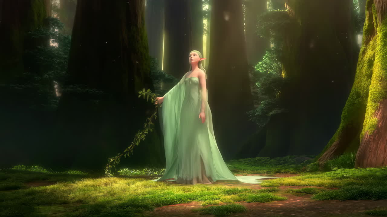 Elf in a mystical forest