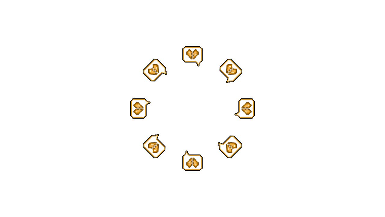 Pixel Art Speech bubble Broken heart Spinning Circle Animated Overlay Transparent 30fps (8)