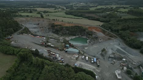 aerial shot of large quarry in moeche, galicia, spain