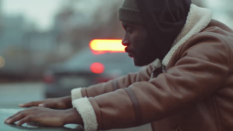 African-American-Man-Standing-by-Car-and-Waiting-for-Police-Search