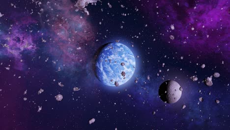 desechos espaciales y planetas en nebulosas