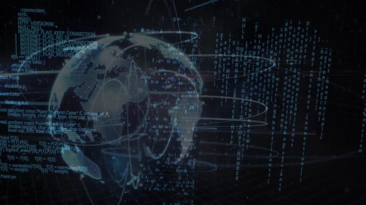 Animation of connections and data processing over globe