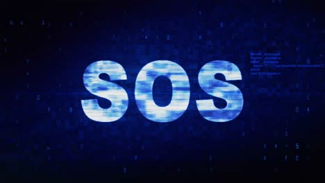 sos display on a glitching screen
