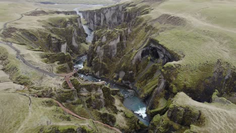 flying above the fjadrargljufur canyon in southeast iceland