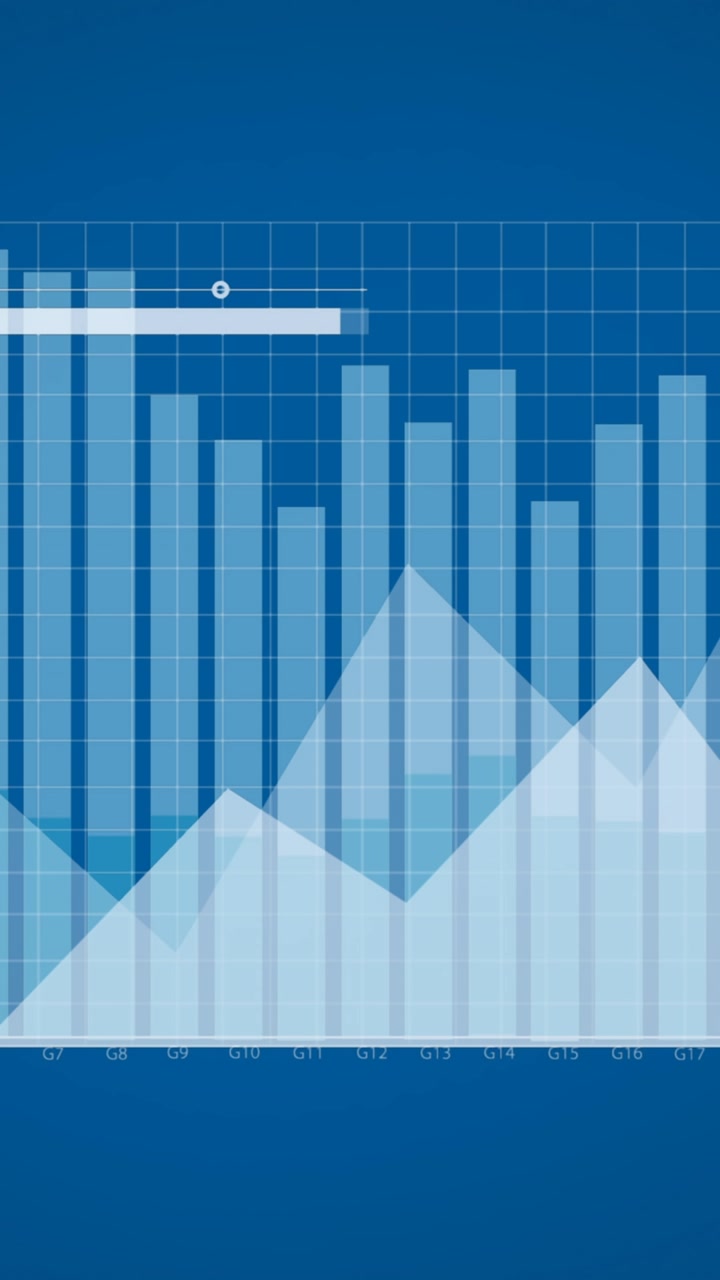 Animation of diverse graphs on blue background