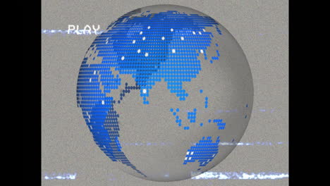 Animation-of-screen-with-glitch-and-rotating-globe