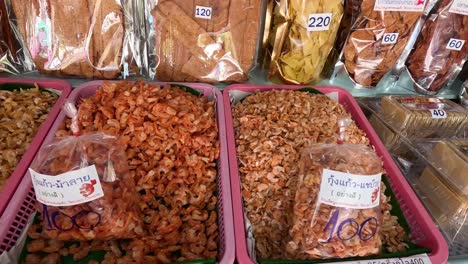 various dried seafood items for sale in shop