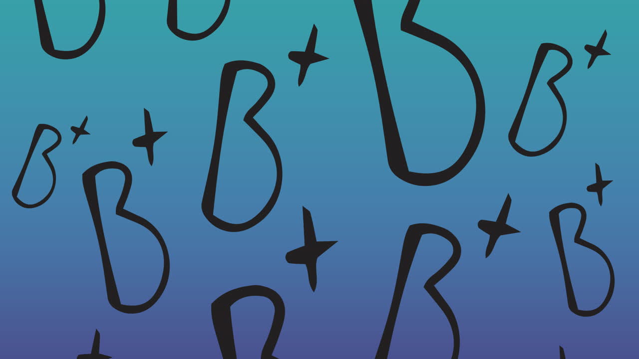 animación de b más texto en fondo azul