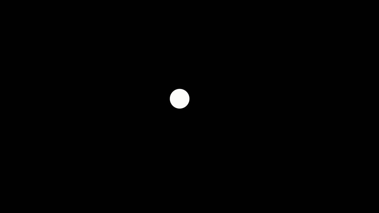 Animazione di un cerchio bianco che si espande e si contrae su sfondo nero