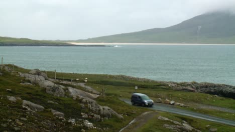 a shot of some distant beaches on the isle of harris, part of the outer hebrides of scotland