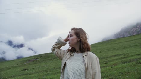 woman hiking in the mountains