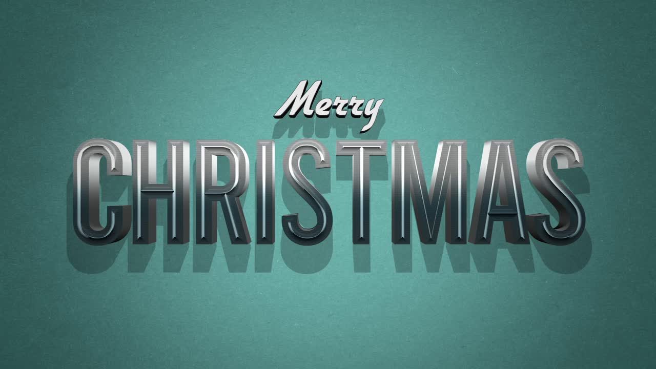 Retro Merry Christmas text on green grunge texture