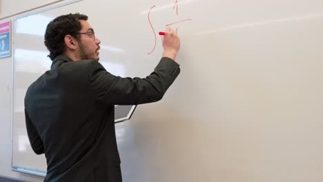 profile of a young professional teaching a class