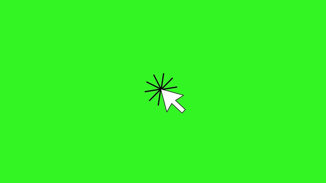 Mouse pointer cursor click press animation isolated on green background