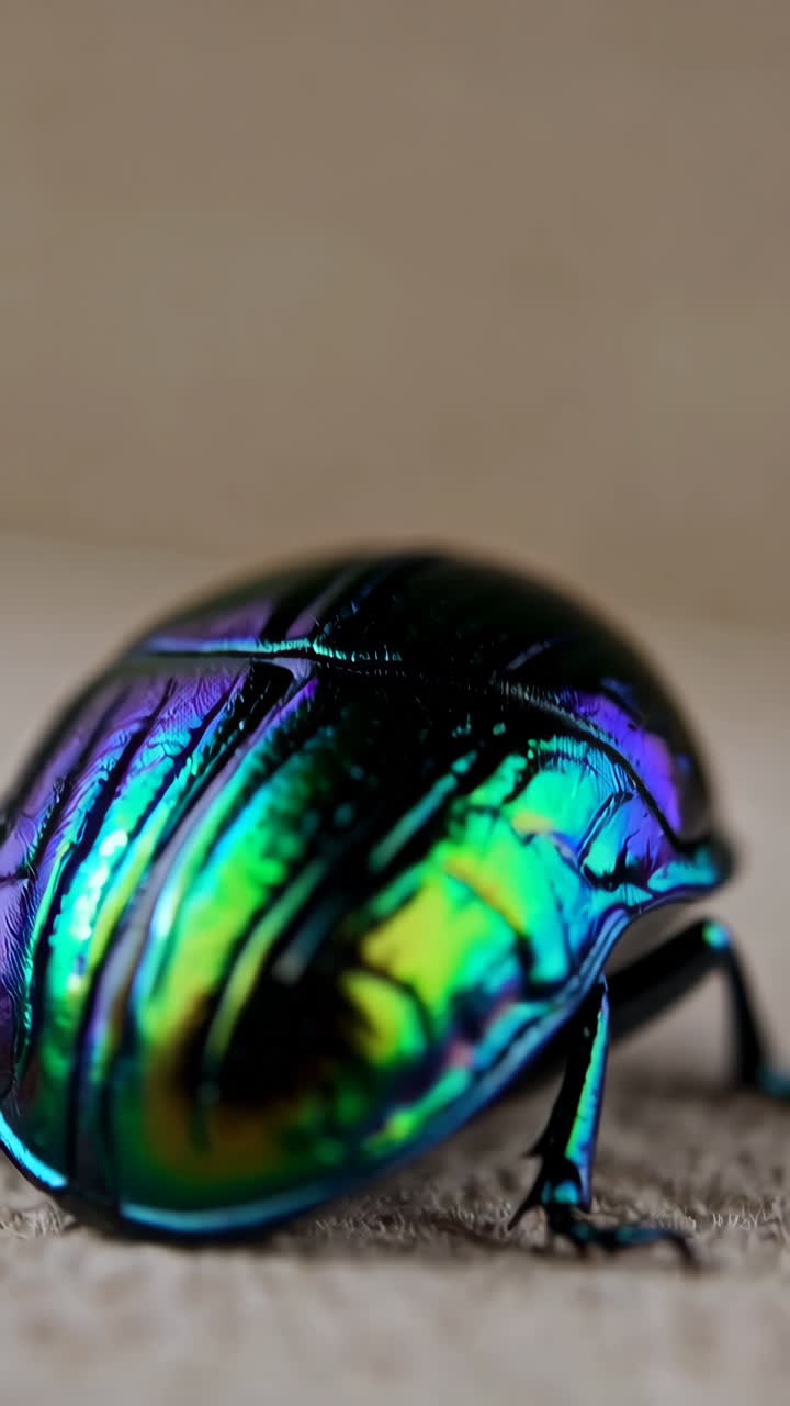Close-up of a colorful iridescent beetle