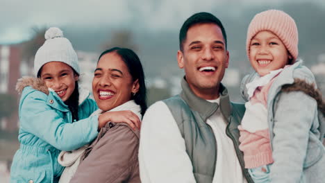 happy family in winter