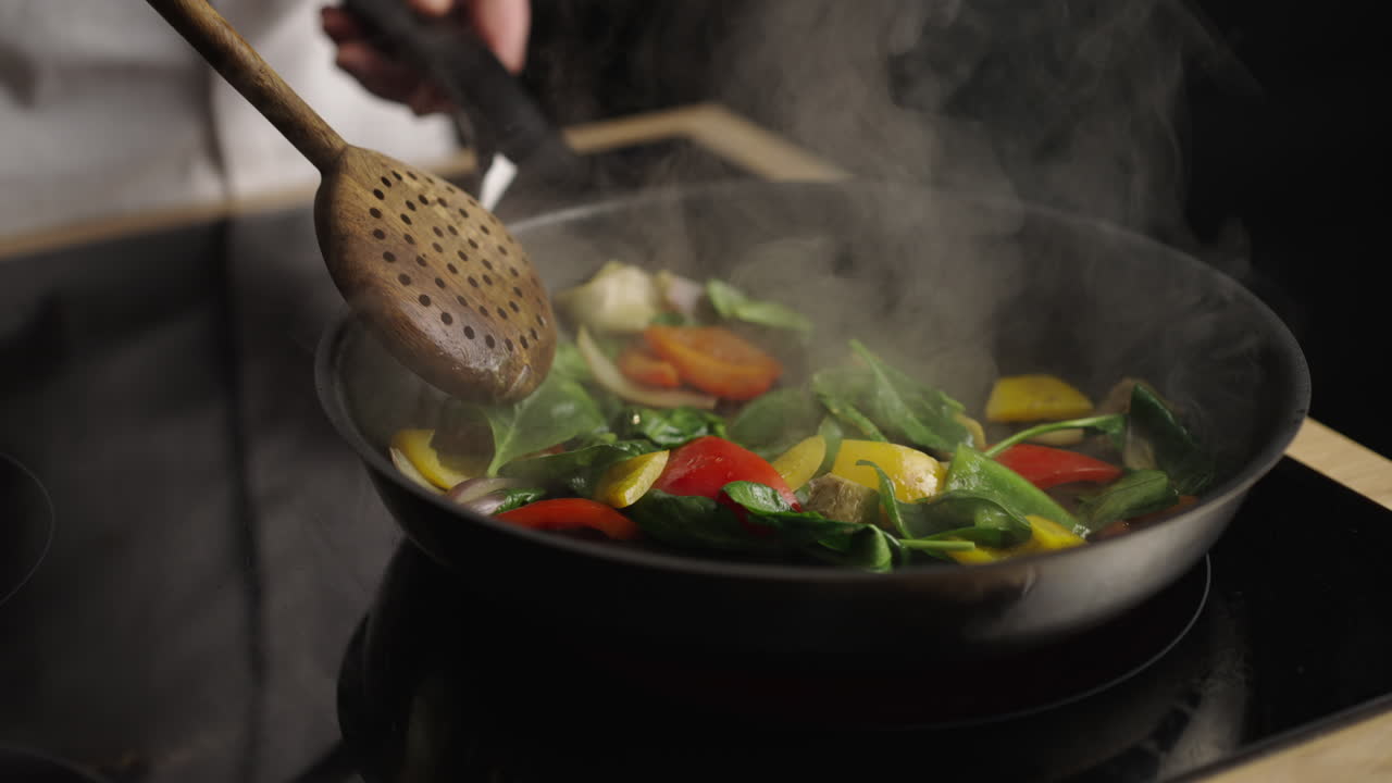 Stir-frying vegetables