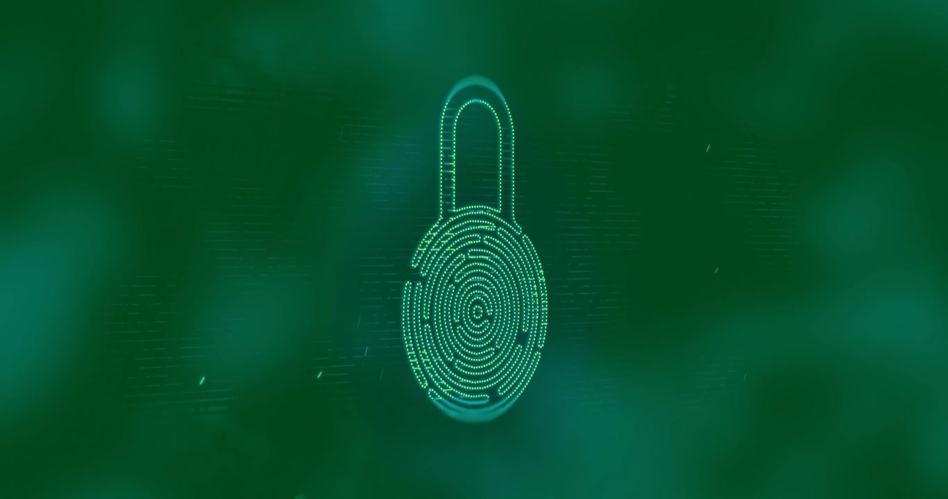 Animation of glowing blue digital icon of online security padlock on glowing blue background