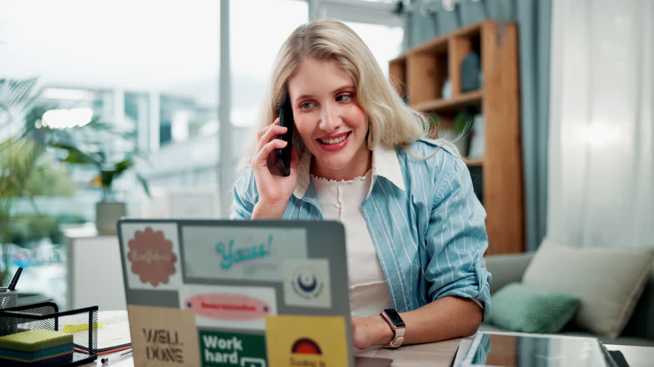 Woman working remotely from her home office