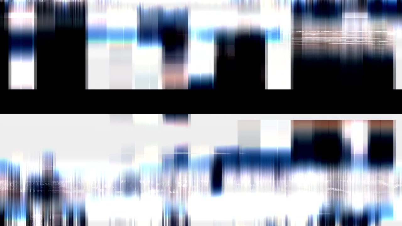 Effetto glitch digitale con striature di luce bianca su sfondo nero