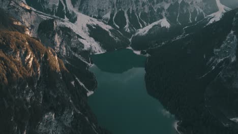 Mountain-lake-during-sunset-in-the-Italian-Alps