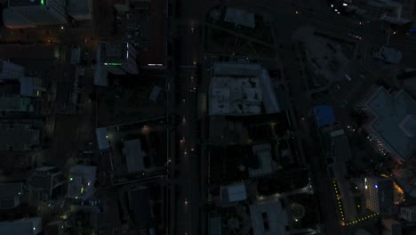 aerial drone shot of urban traffic night time in ulaanbaatar mongolia  top view
