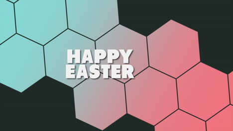 Happy-Easter-with-colorful-hexagons-pattern-on-black-gradient