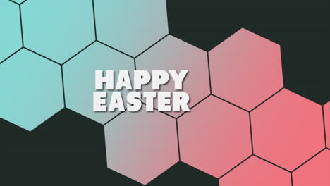 happy easter with colorful hexagons pattern on black gradient