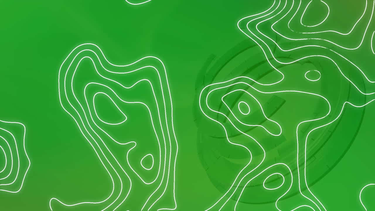 animación de isohypses que se mueven sobre fondo verde