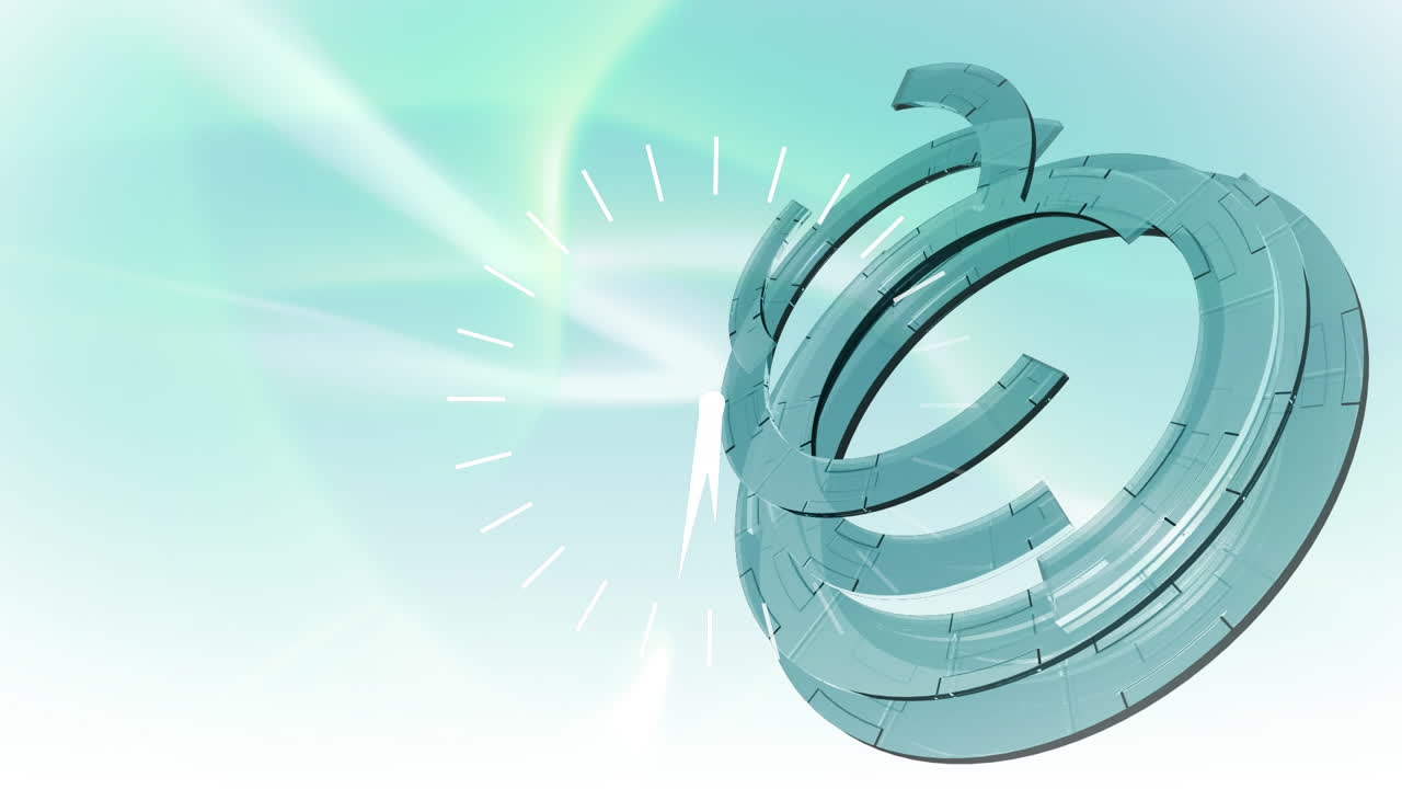 시계와 원이 빛의 흔적 위로 움직이는 애니메이션