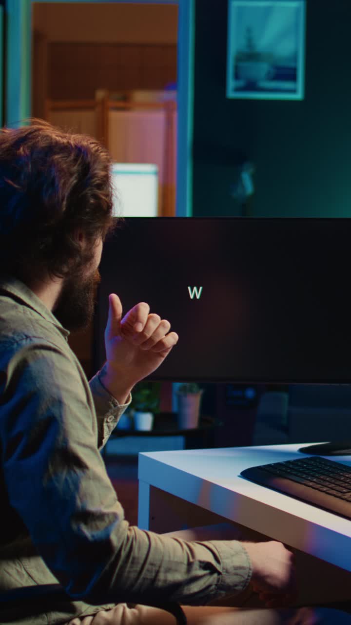 Man Reacting to AI Question 'Who Am I?' on Computer Screen