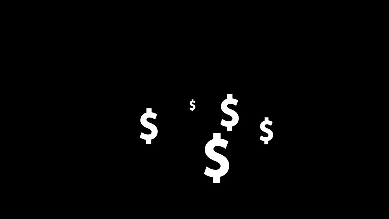 Dollar sign icon animation with optional luma matte. Alpha Luma Matte included. 4k video