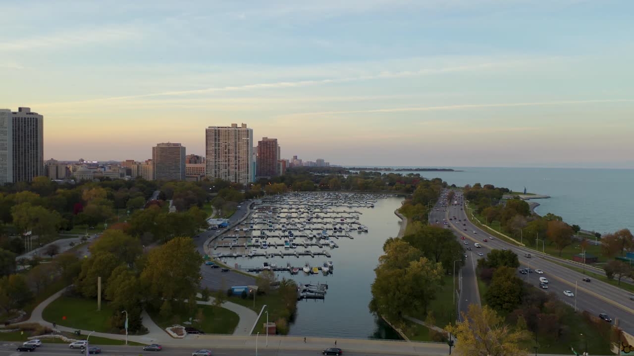 imágenes aéreas de drones de octubre de chicago, illinois