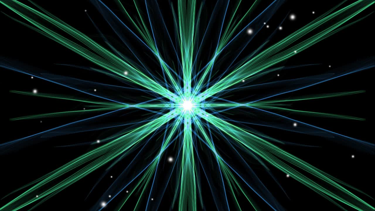 만달라 (mandala) 는 색을 바꾸는 원 모양으로, 검은 바탕에 회전하는 광선, 날아다니는 빛 입자로 구성되어 있습니다.